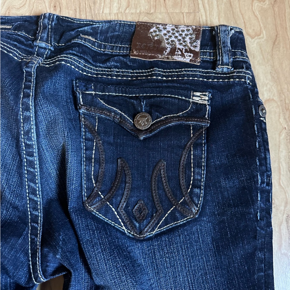 MEK DNM Dark Blue Denim Pants Embellished Pockets St Petersburg Boot Cut 32x34 - Picture 11 of 14